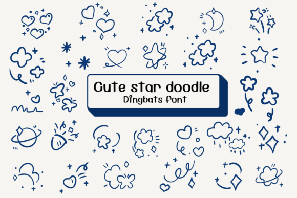 Cute Star Doodle: A Celestial Dingbats Font for Digital Branding